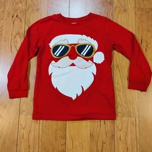 Carter's Kid Boy's Size 8 Santa Clause Red Long Sleeve Graphic Tee Shirt
